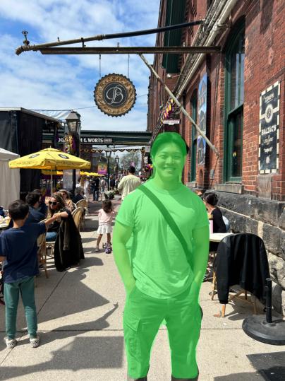 A segmented version of this photo with a cutout of just me.